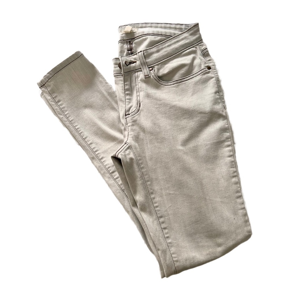 Eileen Fisher Light Gray very stretchy denim skinny leg jeans jeggings sz 2/4